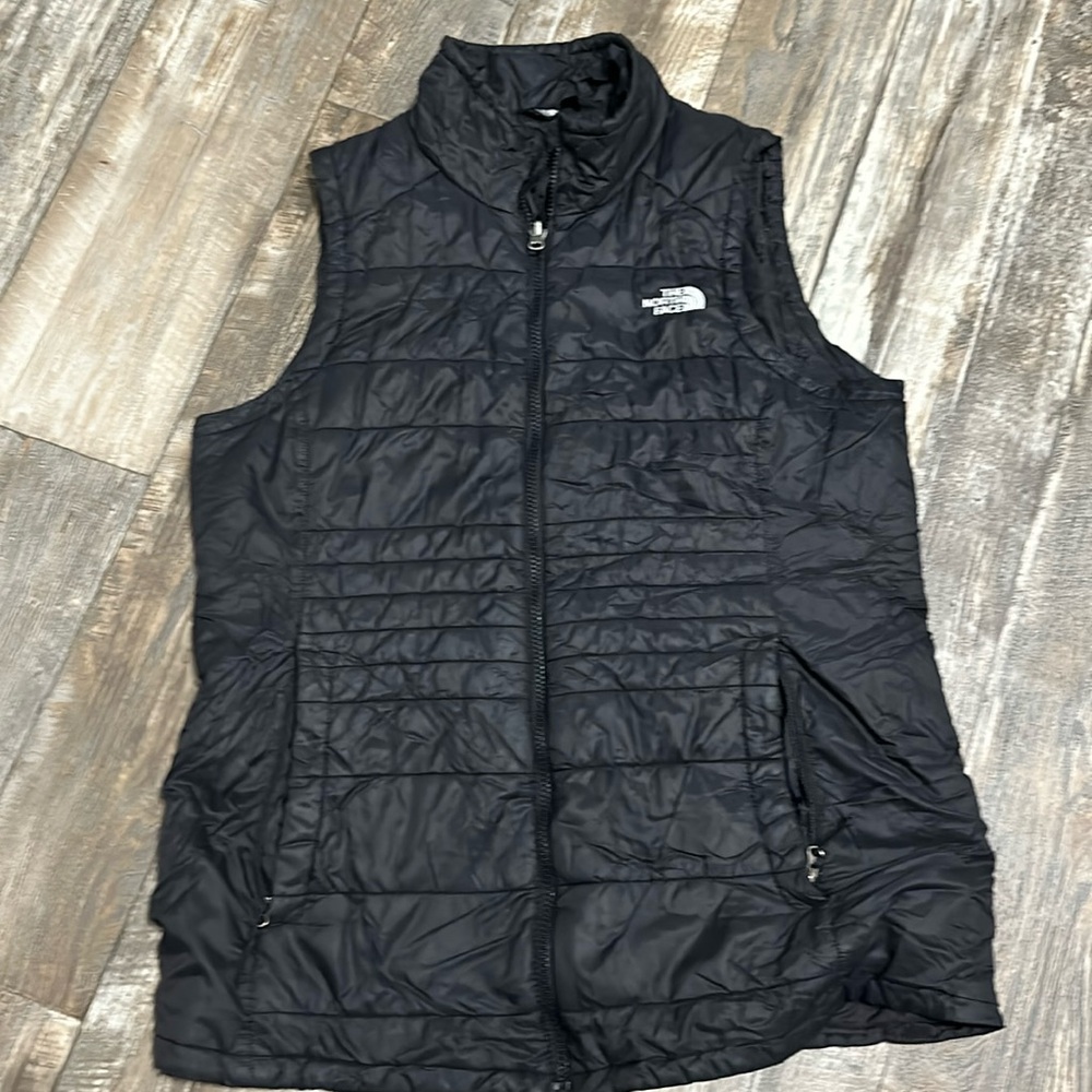 Womens The north face black quilted nylon puffer vest size Large